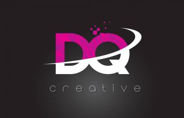DQ D Q Yaratıcı harfler beyaz pembe renklerle tasarım