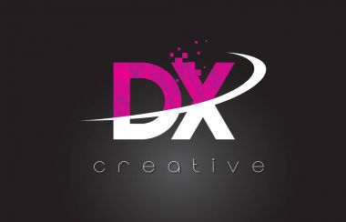 DX D X yaratıcı harfler beyaz pembe renklerle tasarım