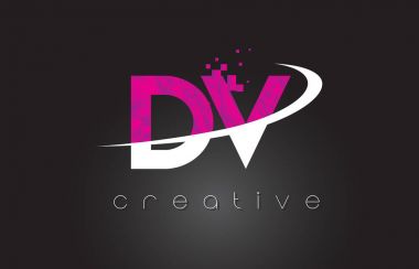 DV D V yaratıcı harfler beyaz pembe renklerle tasarım