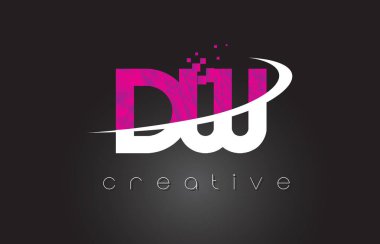 DW D W yaratıcı harfler beyaz pembe renklerle tasarım