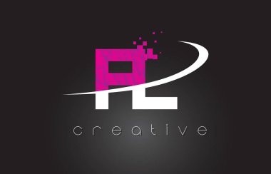 FL F L yaratıcı harf tasarımı ile beyaz pembe renkler