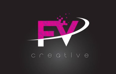FV F V yaratıcı harfler beyaz pembe renklerle tasarım