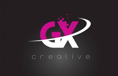 GX G X yaratıcı harfler beyaz pembe renklerle tasarım