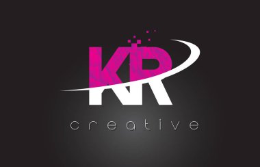 Kr K R yaratıcı harfler beyaz pembe renklerle tasarım