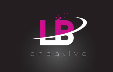 Lb L B yaratıcı harf tasarımı ile beyaz pembe renkler