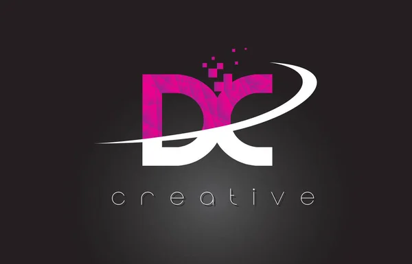 Progettazione creativa delle lettere di DC D C con i colori rosa bianchi — Vettoriale Stock