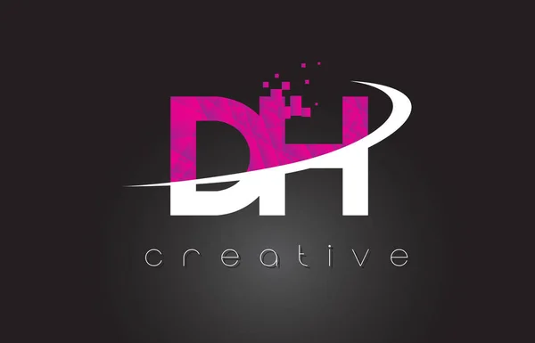DH DH Creative Letters Design with White Pink Colors — стоковый вектор