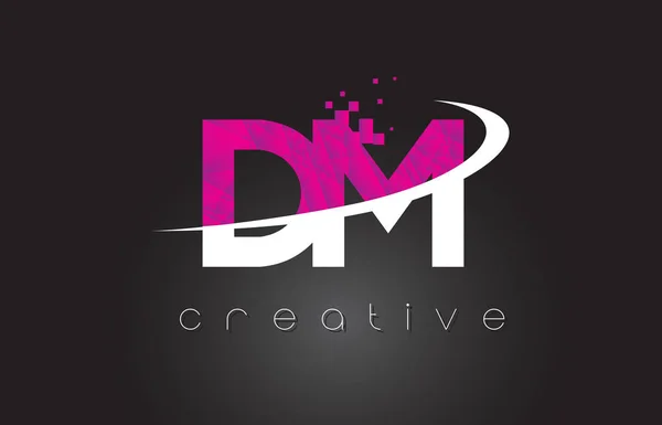 DM D M Lettres créatives Design avec des couleurs blanches roses — Image vectorielle