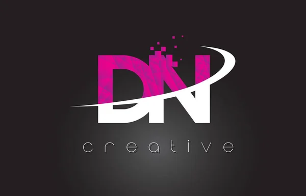 Dn D N クリエイティブ文字デザイン ホワイト ピンク色 — ストックベクタ