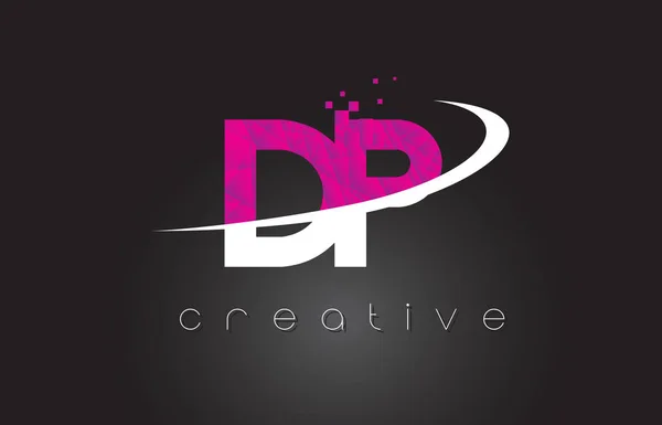 Dp D P 크리에이 티브 편지 화이트 핑크 색상으로 디자인 — 스톡 벡터