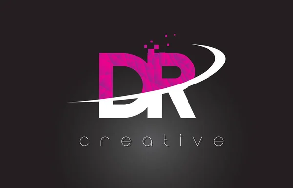 DR D R Diseño de letras creativas con colores rosados blancos — Vector de stock