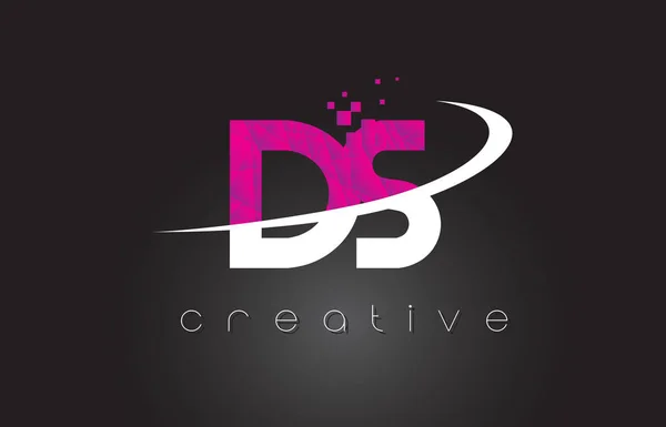 DS D S Diseño de letras creativas con colores rosados blancos — Vector de stock