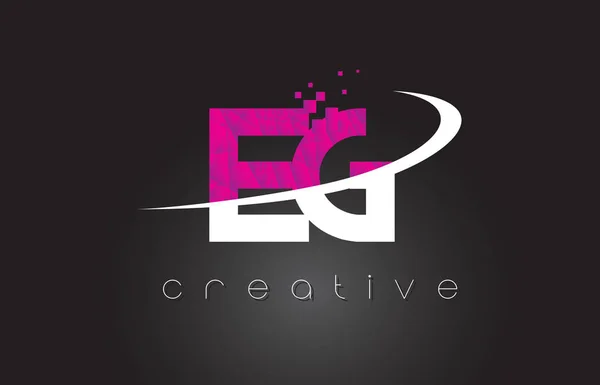 EG E G Creative Letters Design con colori rosa bianchi — Vettoriale Stock