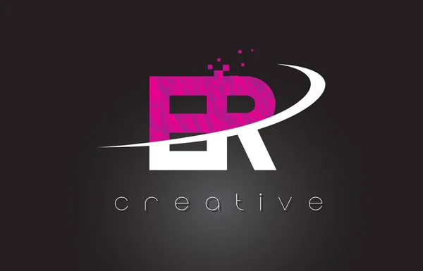 ER E R Lettres créatives Design avec des couleurs blanches roses — Image vectorielle