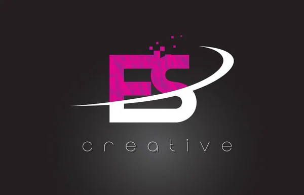 ES E S lettere creative Design con colori rosa bianchi — Vettoriale Stock