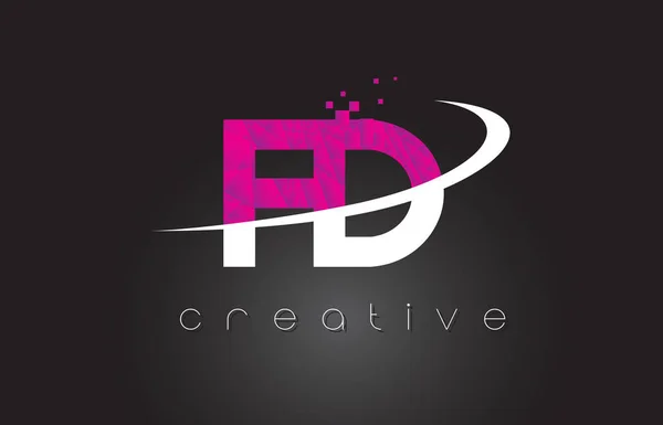 Diseño de letras creativas FD F D con colores rosados blancos — Archivo Imágenes Vectoriales