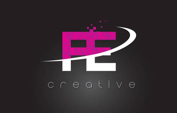 FE F E Lettres créatives Design avec des couleurs blanches roses — Image vectorielle