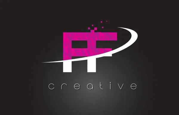FF F F Creative Letters Design con colori rosa bianchi — Vettoriale Stock