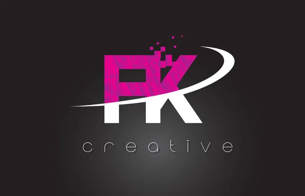 FK F K yaratıcı harfler beyaz pembe renklerle tasarım — Stok Vektör