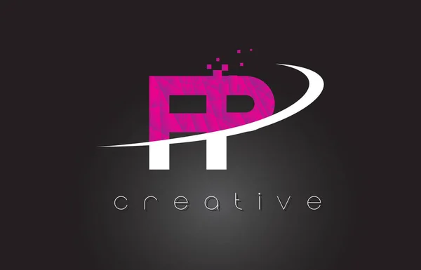 FP F P Creative Letters Design cu culori roz alb — Vector de stoc