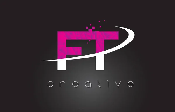 FT F T Diseño de letras creativas con colores rosados blancos — Archivo Imágenes Vectoriales