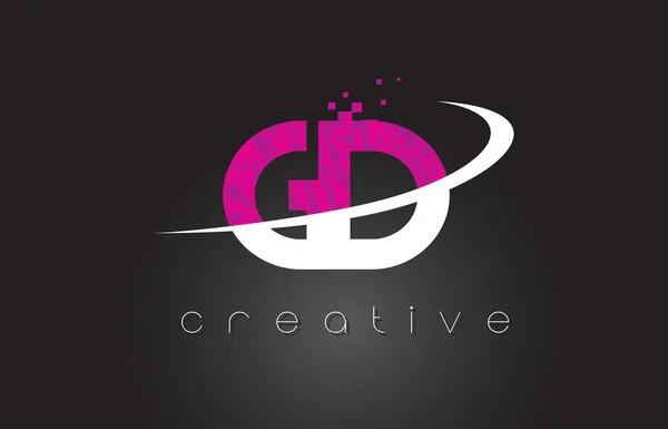 Gd g d kreatives Buchstaben-Design mit weiß-rosa Farben — Stockvektor