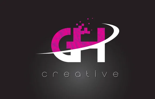GH G H Lettres créatives Design avec des couleurs blanches roses — Image vectorielle