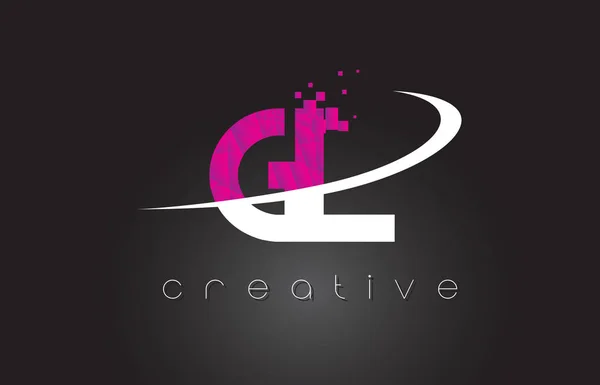 GL G L Lettres créatives Design avec des couleurs blanches roses — Image vectorielle
