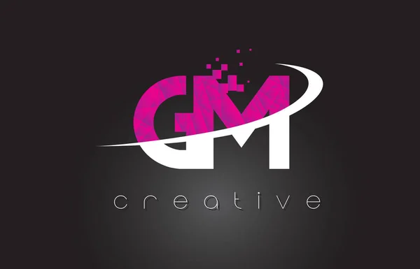 GM G M Diseño de letras creativas con colores rosados blancos — Vector de stock