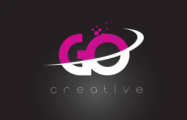 GO G O Lettres créatives Design avec des couleurs blanches roses — Image vectorielle
