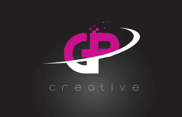 Gp g p kreative Buchstaben Design mit weiß rosa Farben — Stockvektor
