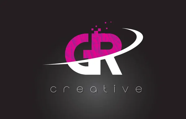 GR G R Creative brieven ontwerpen met witte roze kleuren — Stockvector