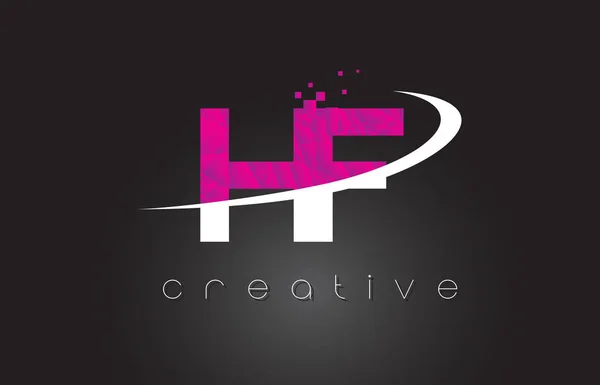 HF H F Diseño de letras creativas con colores rosados blancos — Archivo Imágenes Vectoriales