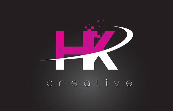 Design de cartas criativas HK H K com cores brancas rosa — Vetor de Stock