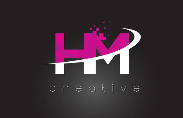 HM H M Lettres créatives Design avec des couleurs blanches roses — Image vectorielle