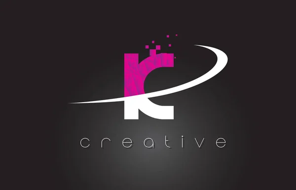 IC I C Lettres créatives Design avec des couleurs blanches roses — Image vectorielle