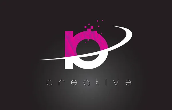 IO I O Lettere creative Design con colori rosa bianchi — Vettoriale Stock