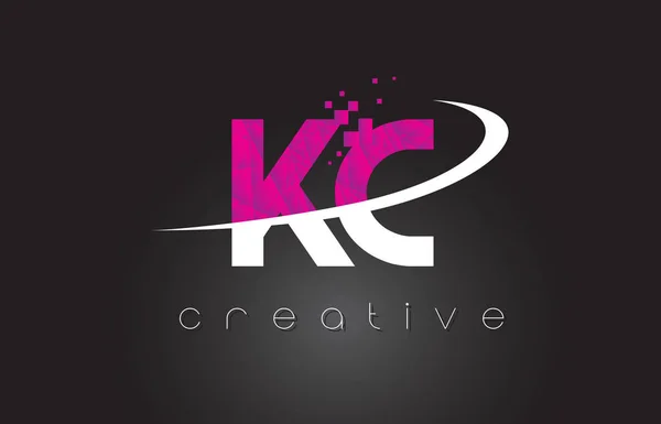 KC K C Creative Letters Design With White Pink Colors — Stock Vector