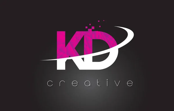 KD K D Diseño de letras creativas con colores rosados blancos — Vector de stock