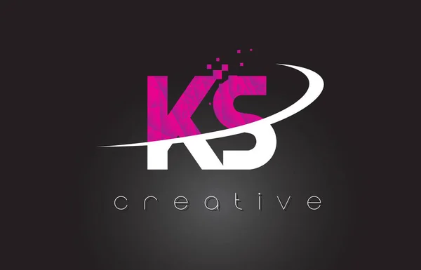 KS K S Creative Letters Design With White Pink Colors — Stock Vector