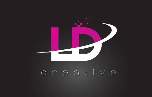 Diseño de letras creativas LD L D con colores rosados blancos — Vector de stock