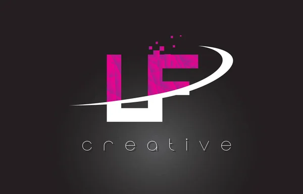 LF L F Creative Letters Design With White Pink Colors — Stock Vector