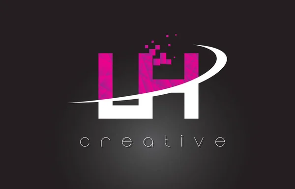 LH L H Creative brieven ontwerpen met witte roze kleuren — Stockvector