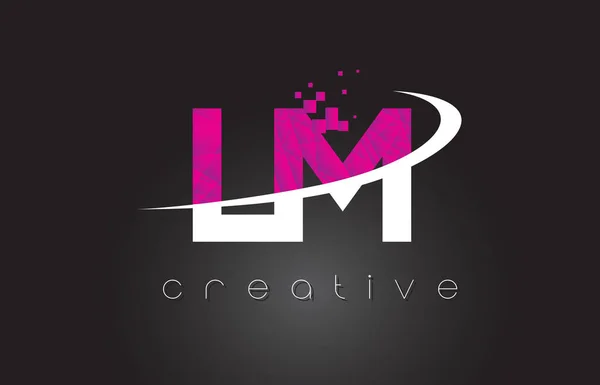LM L M Lettres créatives Design avec des couleurs blanches roses — Image vectorielle