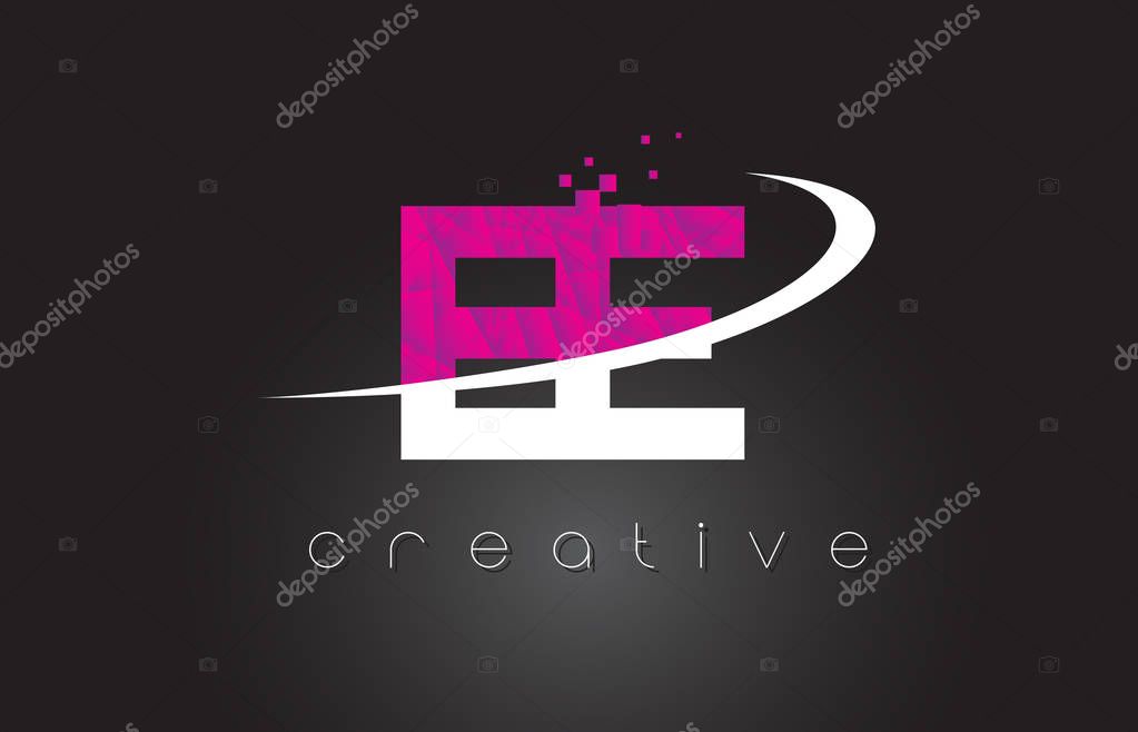 EE E E Creative Letters Design. White Pink Letter Vector Illustration.