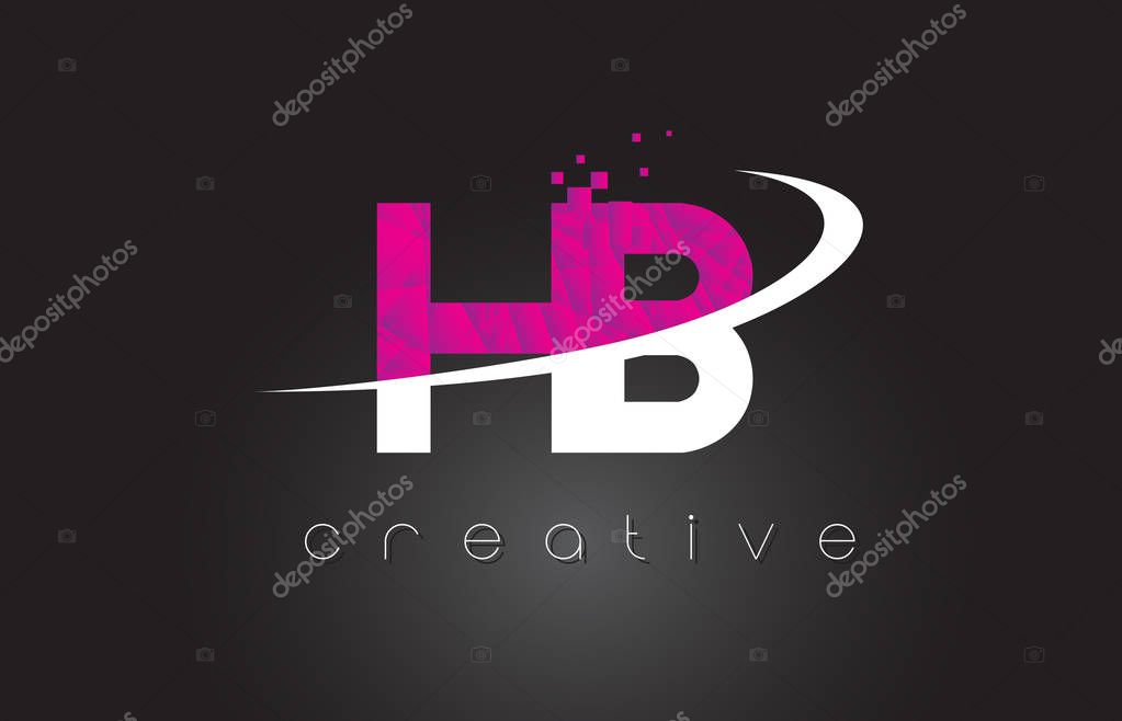 HB H B Creative Letters Design. White Pink Letter Vector Illustration.