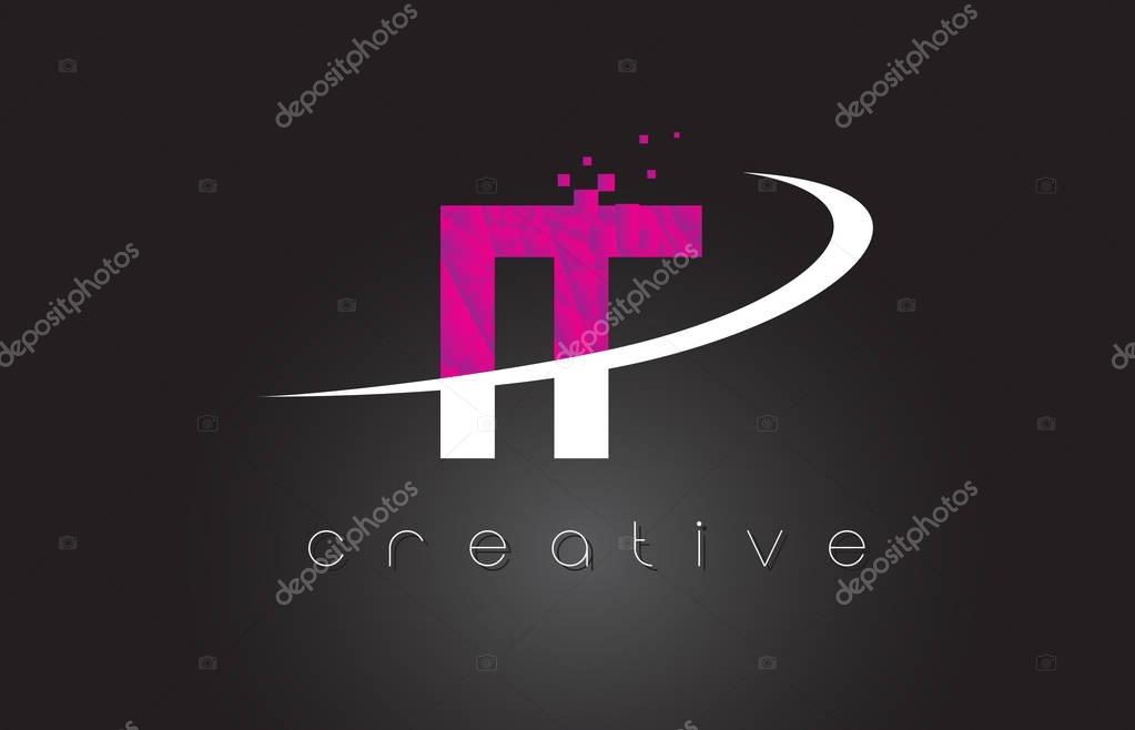IT I T Creative Letters Design. White Pink Letter Vector Illustration.