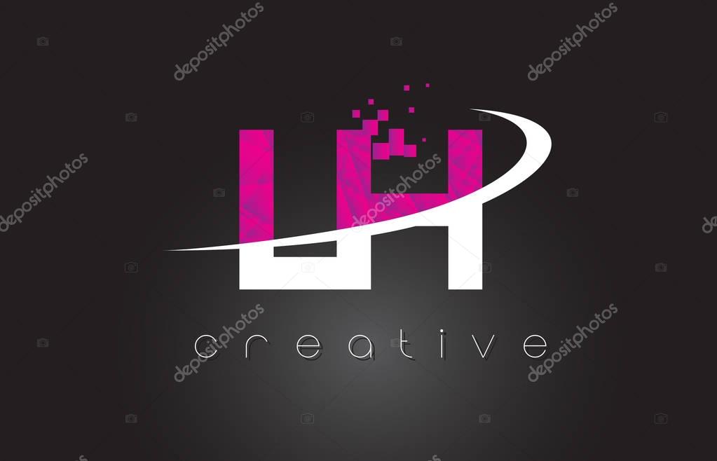 LH L H Creative Letters Design. White Pink Letter Vector Illustration.