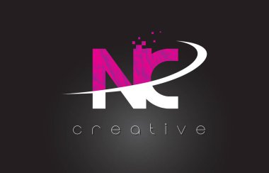 NC N C yaratıcı harf tasarımı ile beyaz pembe renkler