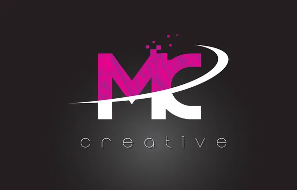 MC M C Lettres créatives Design avec des couleurs blanches roses — Image vectorielle